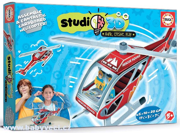 Puzzle dopravní prostředky Helicopter 3D Studio Educa s plastovými šrouby > varianta helicopter