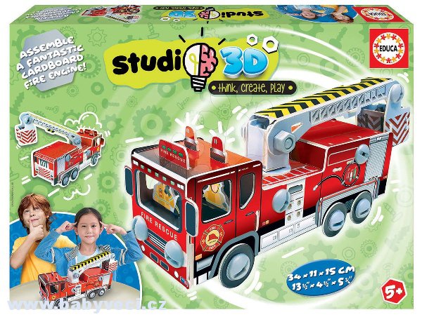 Puzzle dopravní prostředky hasiči 3D Studio Educa s plastovými šrouby > varianta hasiči