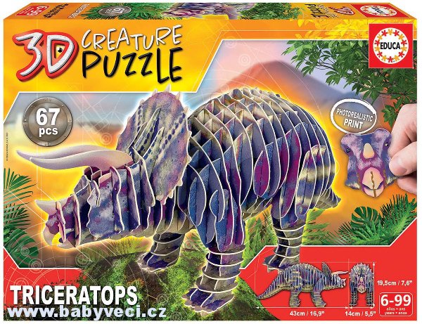 Puzzle dinosaurus Triceratops 3D Creature Educa > varianta triceratops