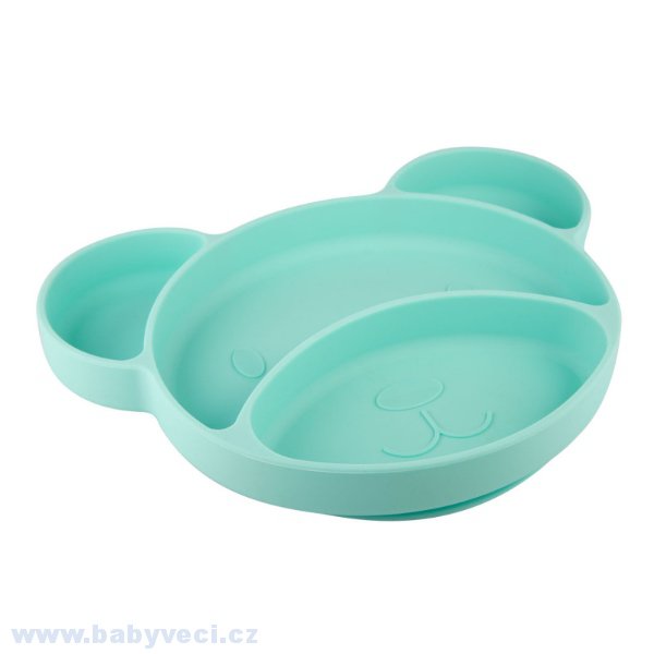 Silikonový dělený talíř medvídek s přísavkou > varianta zelený