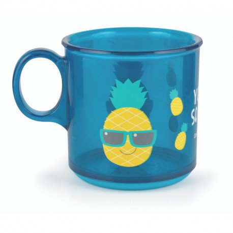 Hrníček na pití bez BPA protiskluzové dno modrý ananas