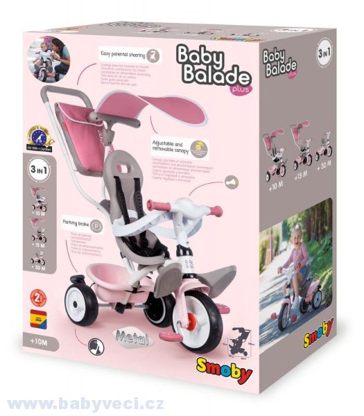 Tříkolka Baby Balade Plus růžová > varianta růžová