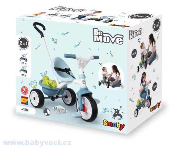 Tříkolka pro děti Be Move Smoby s vodící tyčí > varianta modrá