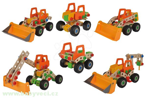 Dřevěná stavebnice 6v1 Constructor bagr > varianta bagr