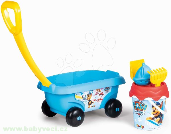 Dětsky vozík na tahání Smoby s kbelíkem paw patrol tlapková patrola > varianta paw patrol
