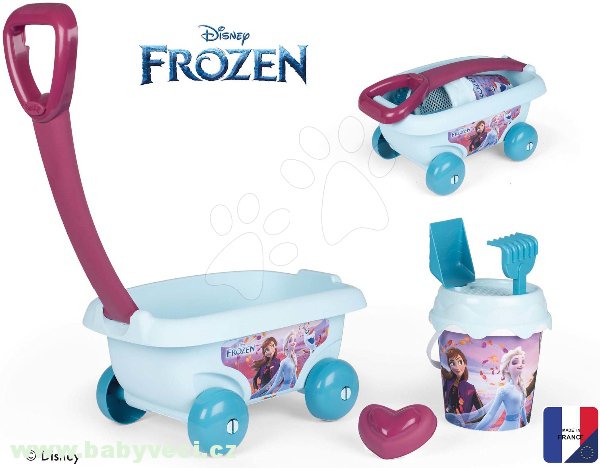 Dětsky vozík na tahání Smoby s kbelíkem ledové království > varianta frozen
