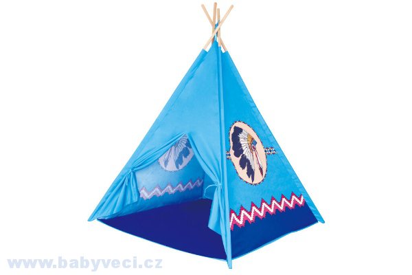 Dětský stan teepee indiánský modrý > varianta modrý indián