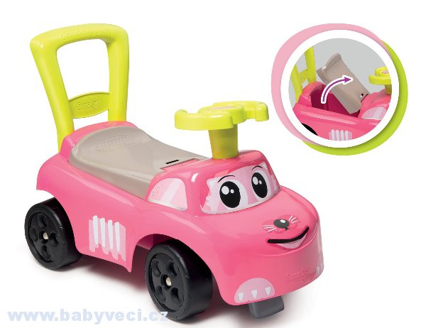 Odrážedlo a chodítko Auto růžové Ride-on Smoby s úložným prostorem a opěrkou > varianta růžová