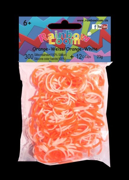 Rainbow Loom ® náhradní gumičky dvoubarevné > varianta oranžovo-bílá