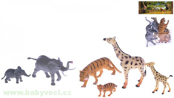 Zvířátka divoká 8-16cm Safari set matka a mládě 6ks > varianta safari