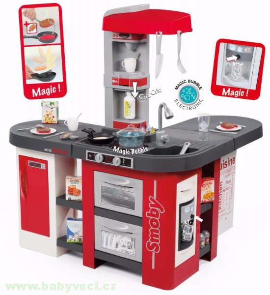 Kuchyňka pro děti Tefal Studio XXL Smoby elektronická magická > varianta bubble červeno-šedá