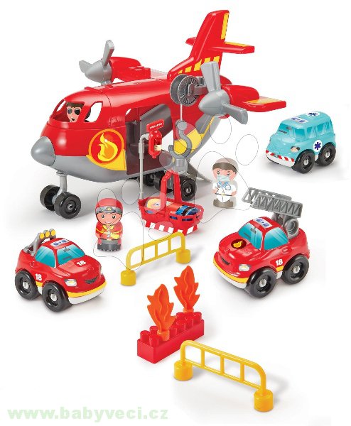 Stavebnice hasiči s letadlem Abrick Fireman Cargo Plane Écoiffier > varianta hasičské letadlo