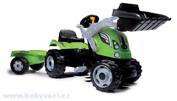 Zemědělský traktor s nakladačem a přívěsem Farmer Max Smoby šlapací
