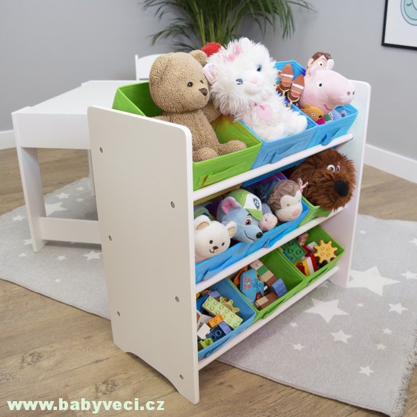 organizér na hračky s modrými a zelenými boxy Colors > varianta colours