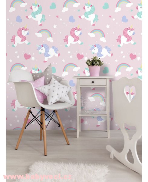 Tapeta dětská jednorožec koníčci unicorn rainbow duha > varianta jednorožec