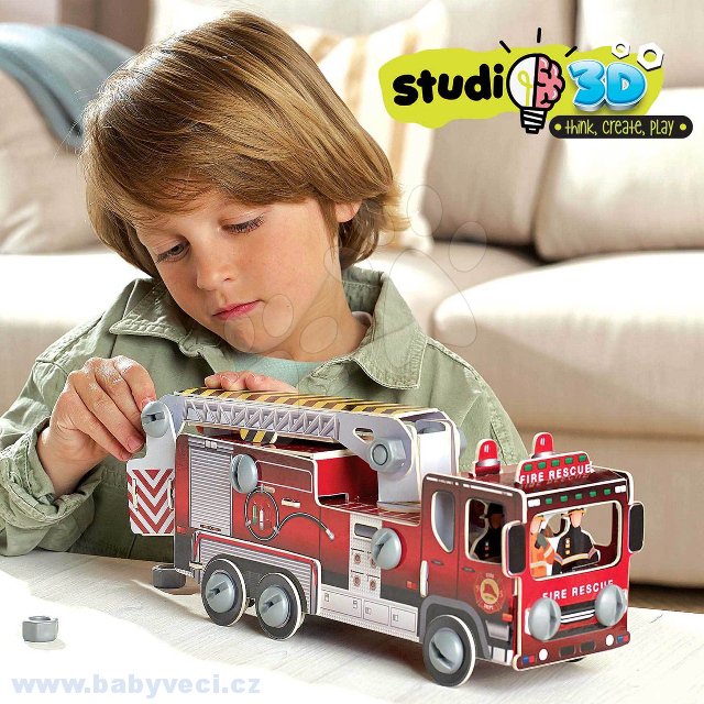 Puzzle dopravní prostředky hasiči 3D Studio Educa s plastovými šrouby > varianta hasiči