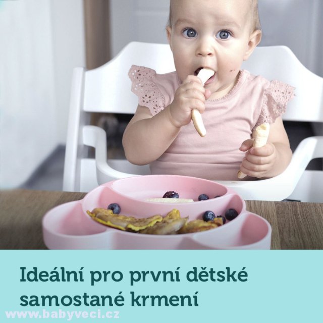 Silikonový dělený talíř medvídek s přísavkou > varianta zelený