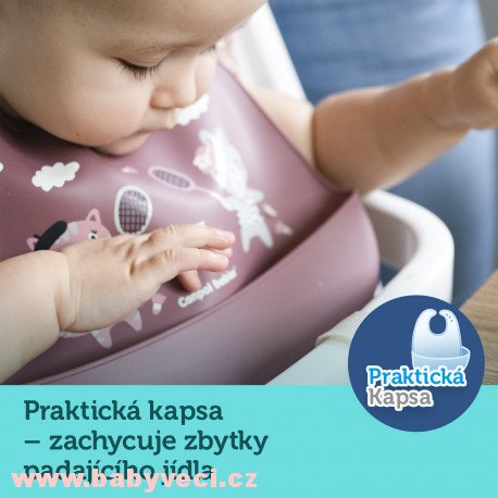 Canpol babies Bryndák silikonový s kapsou BONJOUR PARIS > varianta béžový