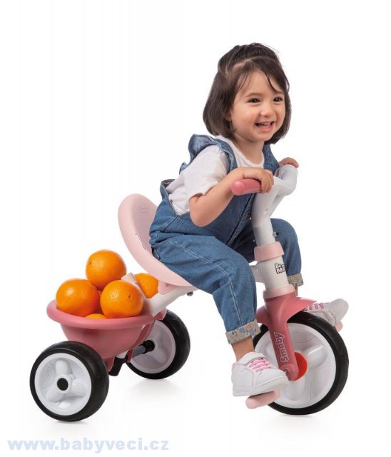Tříkolka pro děti  Be Move Smoby s vodící tyčí > varianta růžová