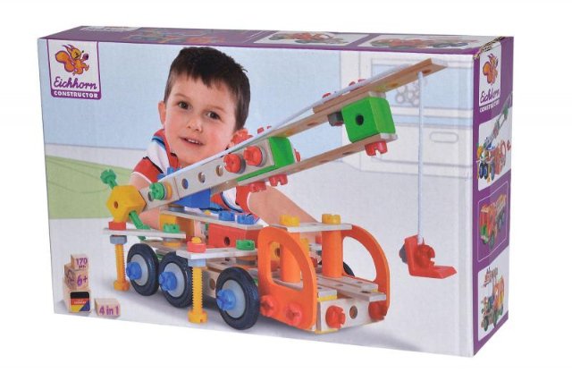 Dřevěná stavebnice pracovní stroje Constructor Tool Box Eichhorn > varianta pracovní stroje