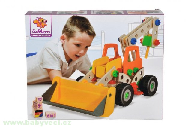 Dřevěná stavebnice 6v1 Constructor bagr > varianta bagr
