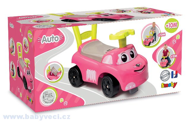 Odrážedlo a chodítko Auto růžové Ride-on Smoby s úložným prostorem a opěrkou > varianta růžová