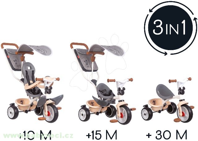 Tříkolka a kočárek v jednom s vysokou opěrkou Mickey Disney Baby Balade Plus s brzdou a EVA kol