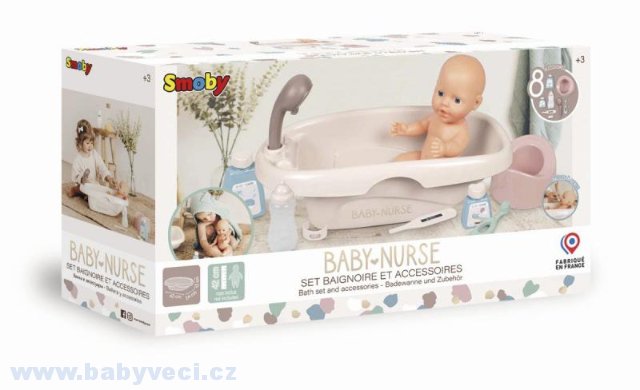 Vanička nočník a koupelnová sada baby nurse pro panenku 
