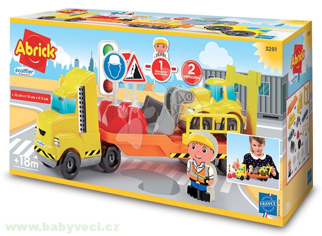 Stavebnice auto stavbaři Abrick Truck Écoiffier s postavičkou a 2 vozidly > varianta truck stavbaři