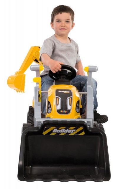 Dětský traktor na šlapání Builder Max Stavbař Smoby s bagrem a nakladačem