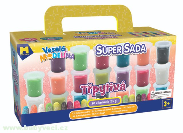 Veselá modelína 20 kelímků třpytivá > varianta třpytivá maxi sada