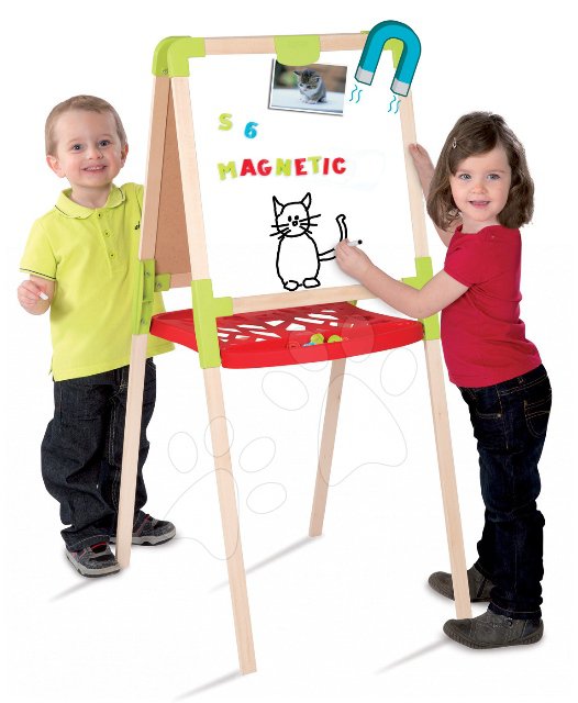 SMOBY dětská magnetická oboustranná tabule dřevo > varianta dřevo