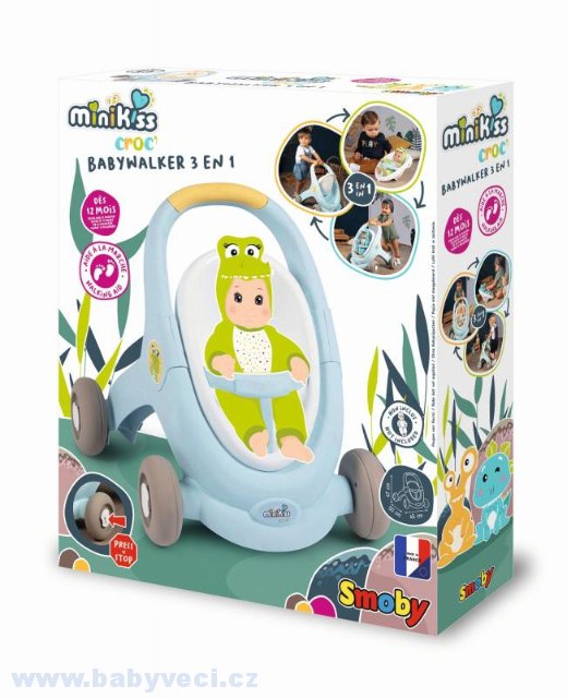 Minikiss Baby Walker 3v1 kočárek chodítko > varianta modrý