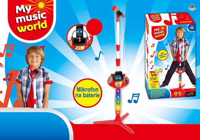 Elektronický mikrofon se stojanem a se vstupem pro MP3