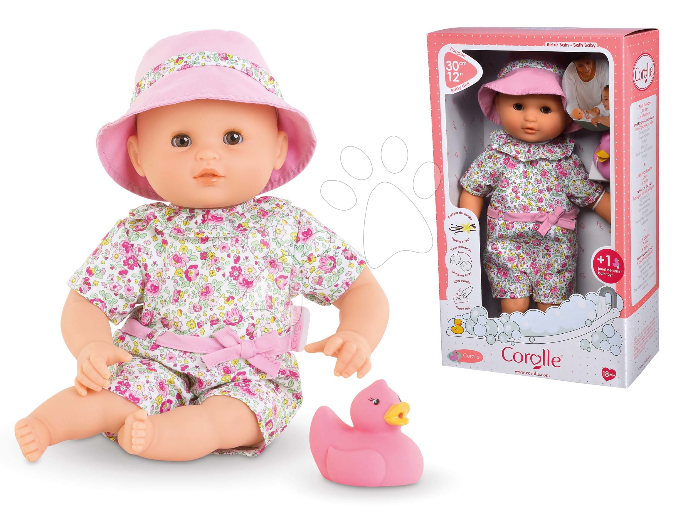 Panenka na koupání Corolle s mrkacími očima a žabkou 30 cm s kačenkou