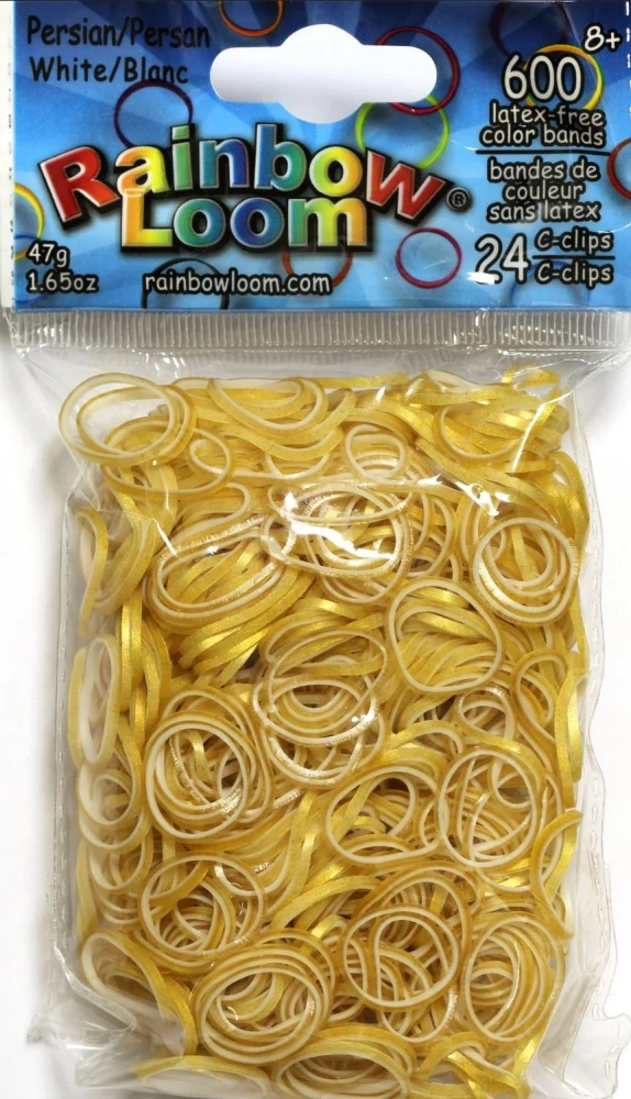 Rainbow Loom ® náhradní gumičky třpytivé zlato/bílé