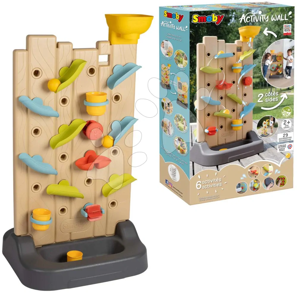 Hrací stěna oboustranná Activity Wall Smoby hry s vodou míčem s 29 doplňky