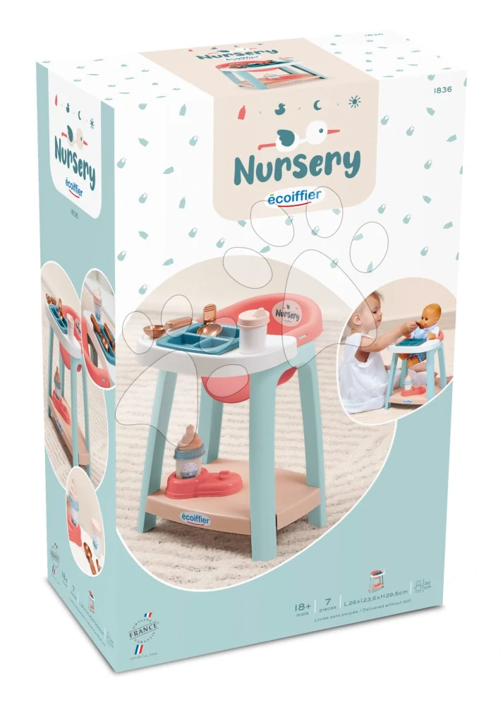 Jídelní židle pro panenky s lahvičkou a doplnky