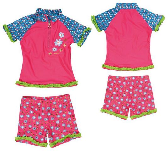 Playshoes dětské plavky komplet s UV květ