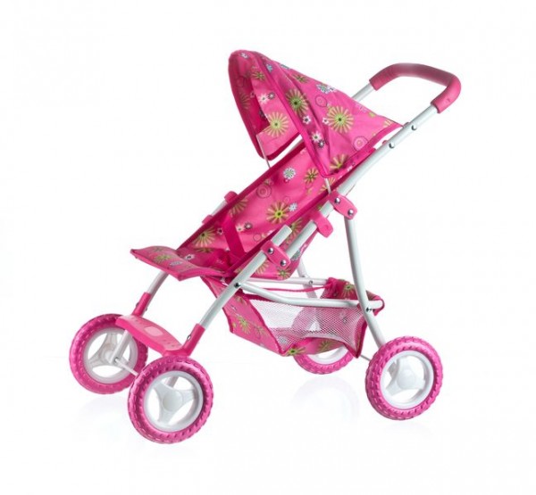 Kočárek pro panenky sportovní se stříškou kov/plast 58x36x62,5cm v krabici