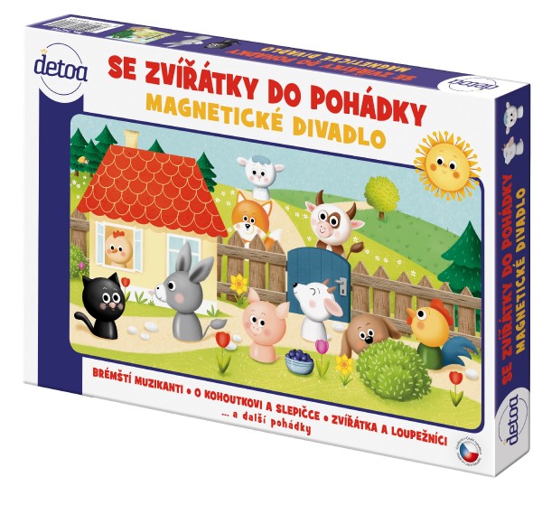Magnetické divadlo se zvířátky do pohádky dřevo v krabici 34x23x3,5cm