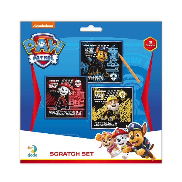 Škrabací obrázek 3ks barevný Tlapková patrola/Paw Patrol 20x20cm na kartě