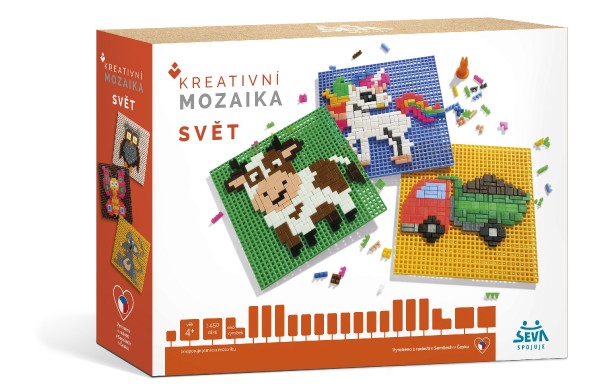 Kreativní mozaika Svět plast 1450 dílků v krabici 31,5x22,5x7cm