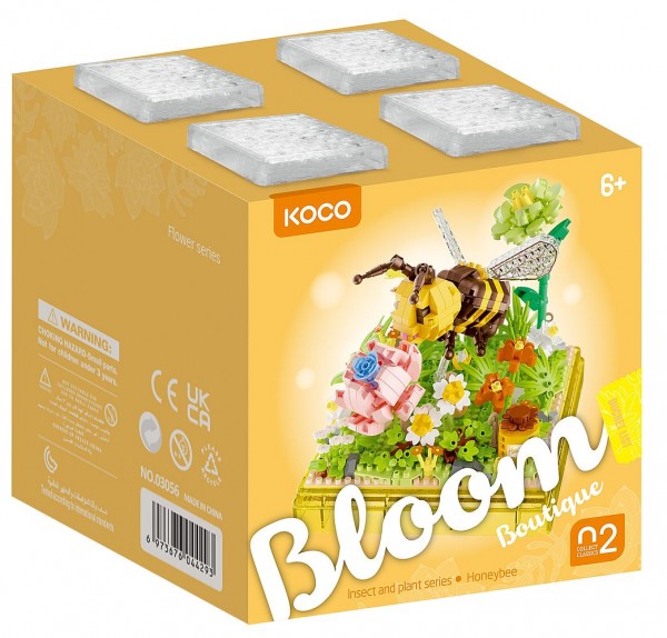 Stavebnice mini KOCO Včelka plast 668ks v krabičce 11x12x11cm