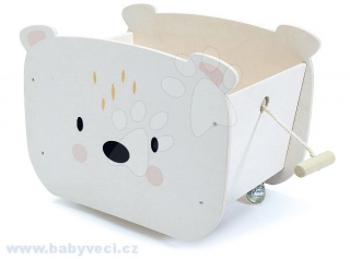 Dřevěný vozík na tahání medvěd úložný box