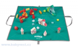 Dřevěné kostky 80ks s hrací podložkou 2v1 > varianta 80ks