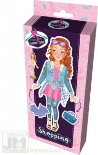 Panenka magnetická oblékací Na party set s podstavcem > varianta shopping