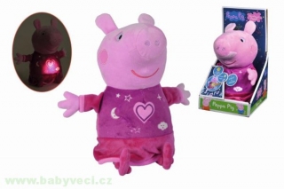 Peppa Pig 2v1 plyšový usínáček, hrající + světlo, 25 cm > varianta růžový
