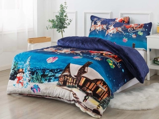 Povlečení vánoční mikroplyš exclusive vánoční vesnička