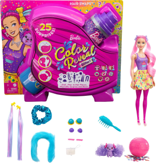Panenka Barbie se zvířátkem Color Reveal 25 doplňků